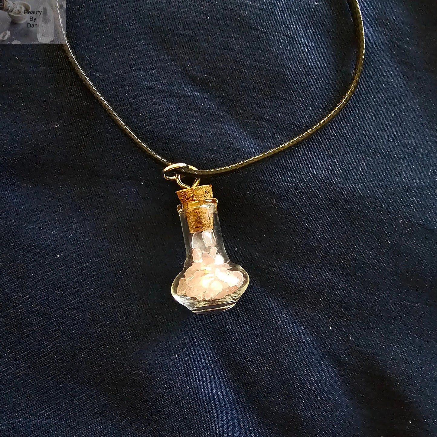 Rose Quartz in a bottle Healing Necklace