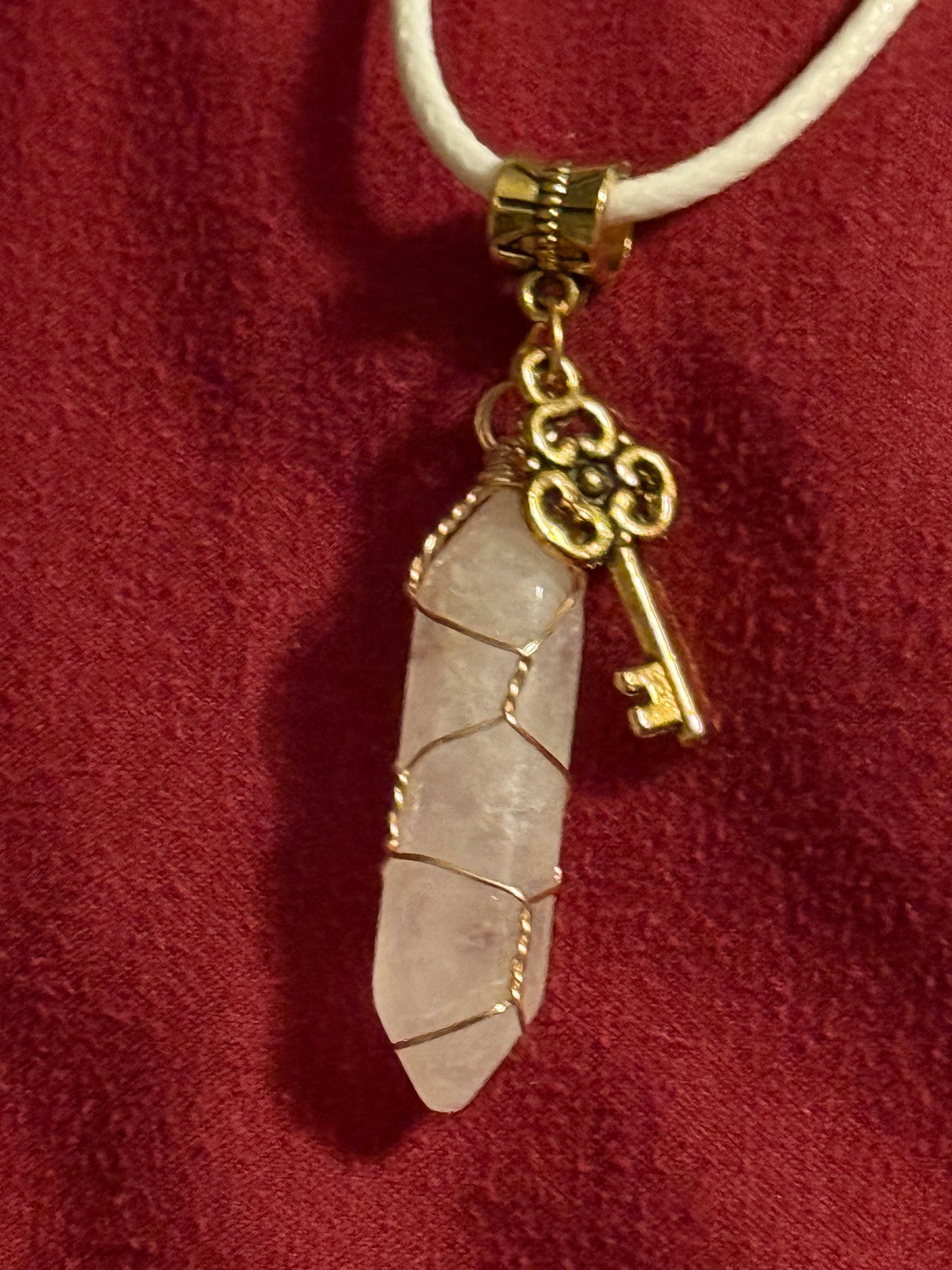 Goldtone Wire Wrap Quartz Necklace