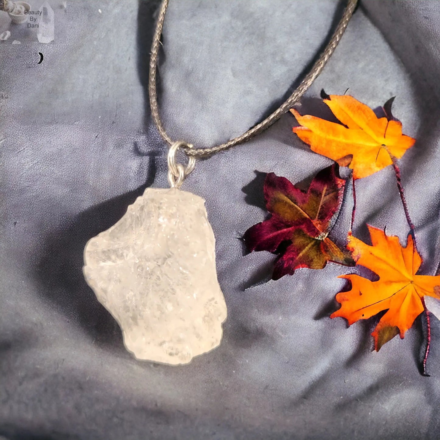 Clear Quartz Pendant Necklace on Leather Cord