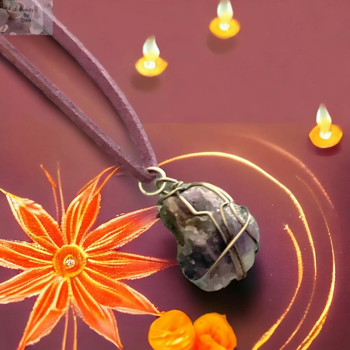 Amethyst Healing Necklace with Goldtone Stainless Steel
