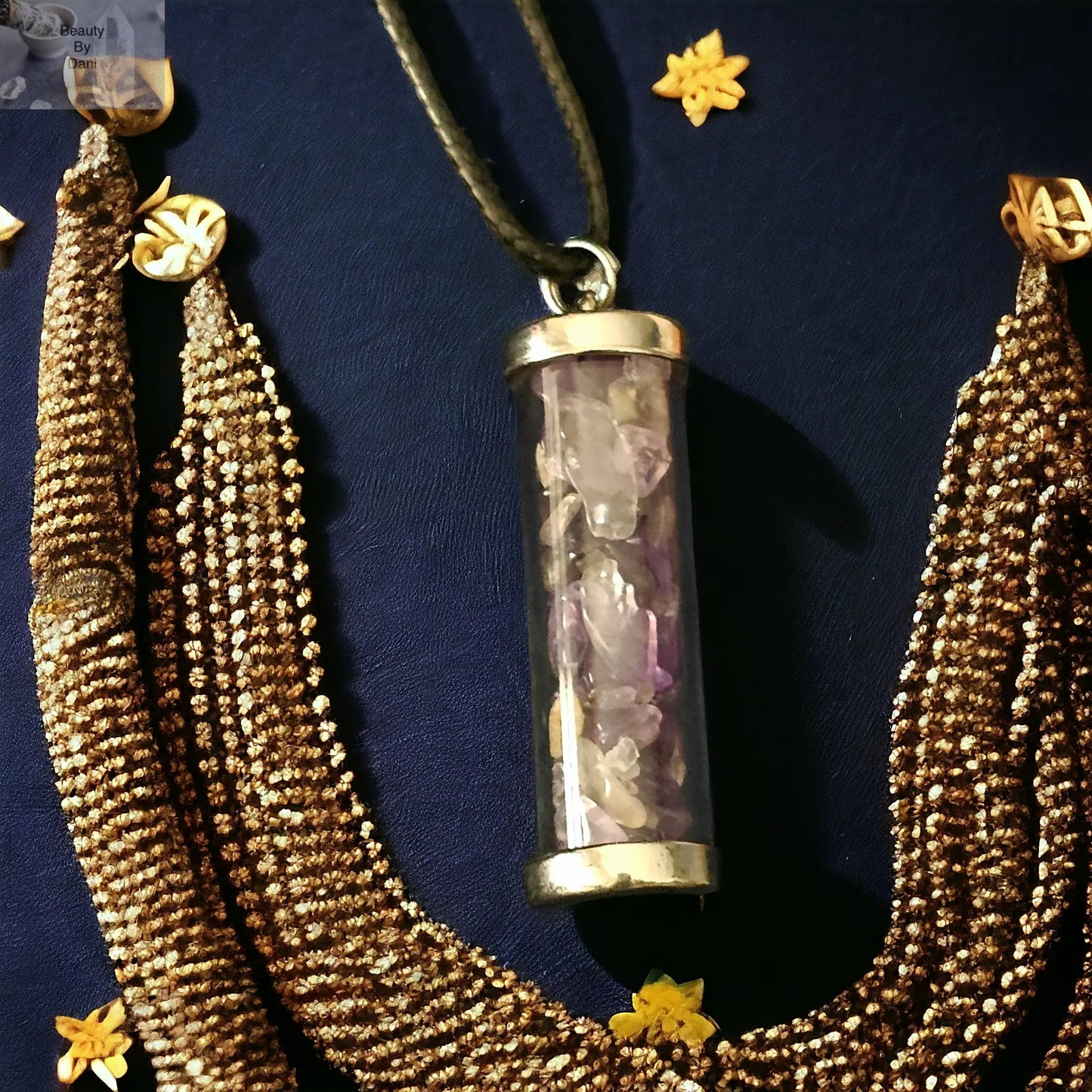 Amethyst Crystal Necklace with Leather Cord