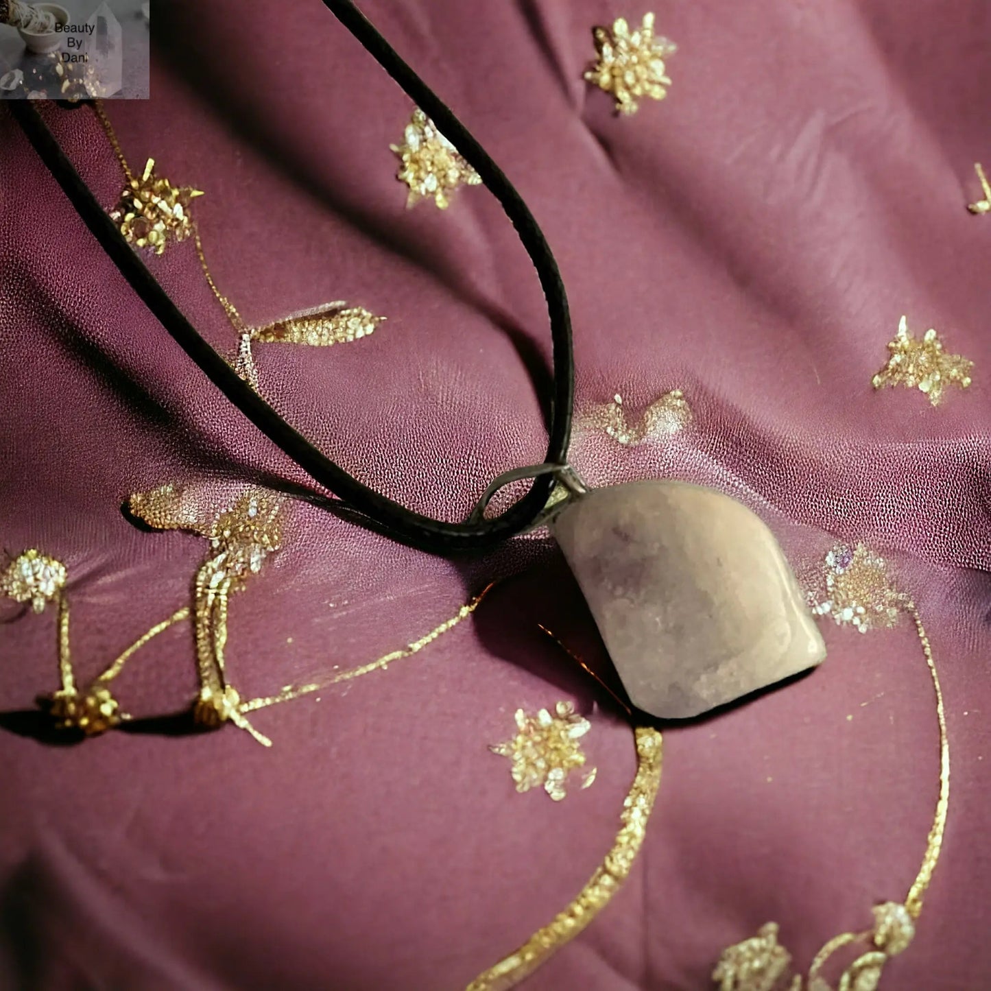 Natural Amethyst Necklace on Leather Cord