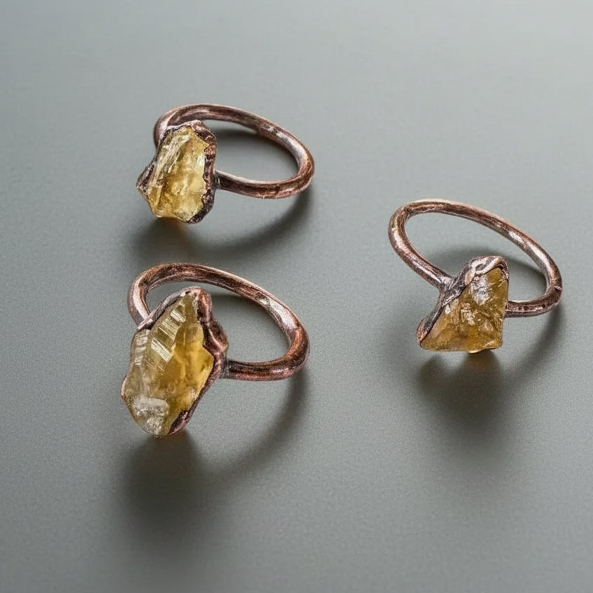 Handcrafted Copper Citrine Ring for Joyful Abundance For Daily Rituals