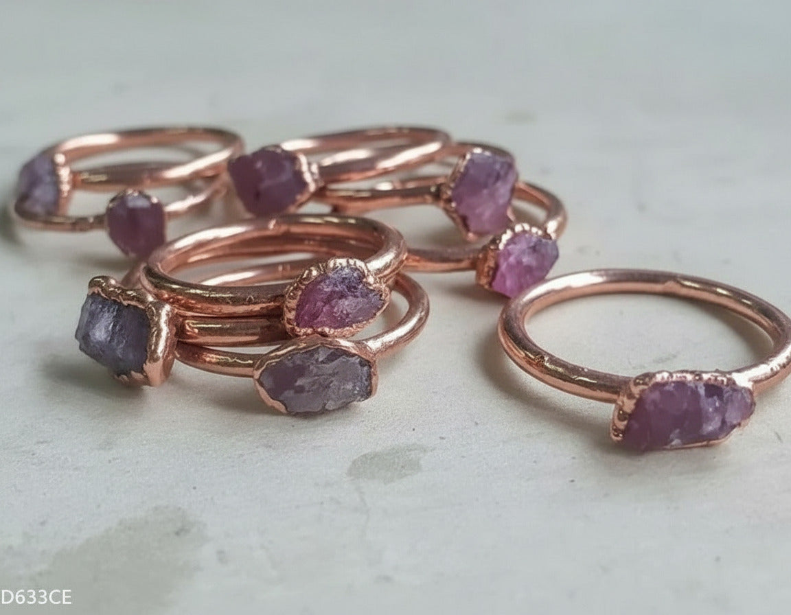 Pink Tourmaline Ring - Handcrafted Copper Talisman for Calming Radiance