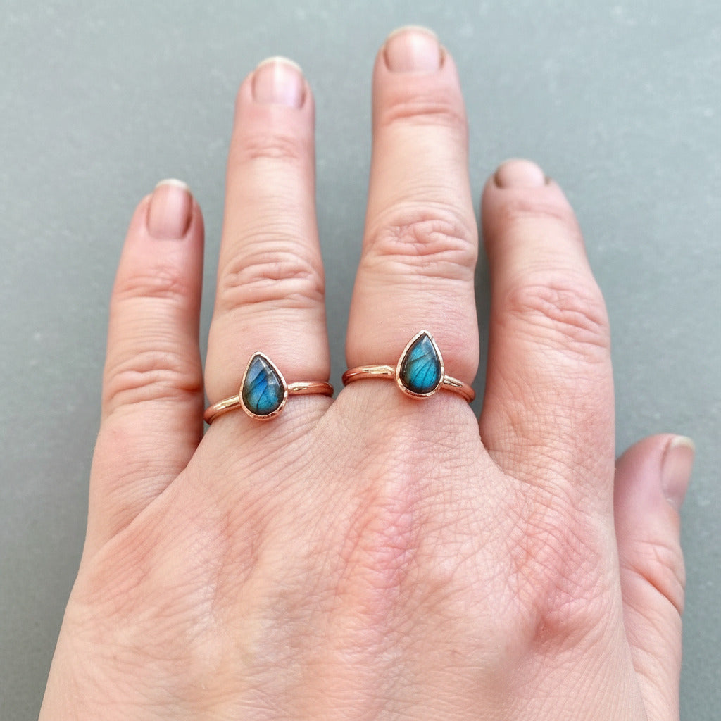 Labradorite Ring - Handcrafted Copper Talisman for Inner Clarity