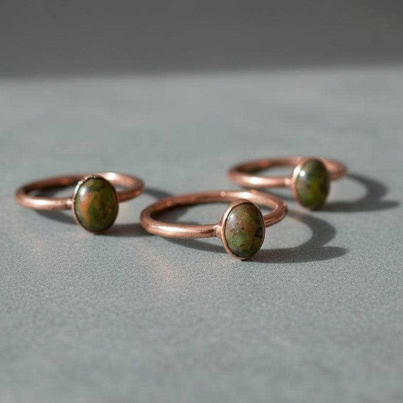 Unakite Copper Ring — Handcrafted Talisman for Grounding in Daily Ritual
