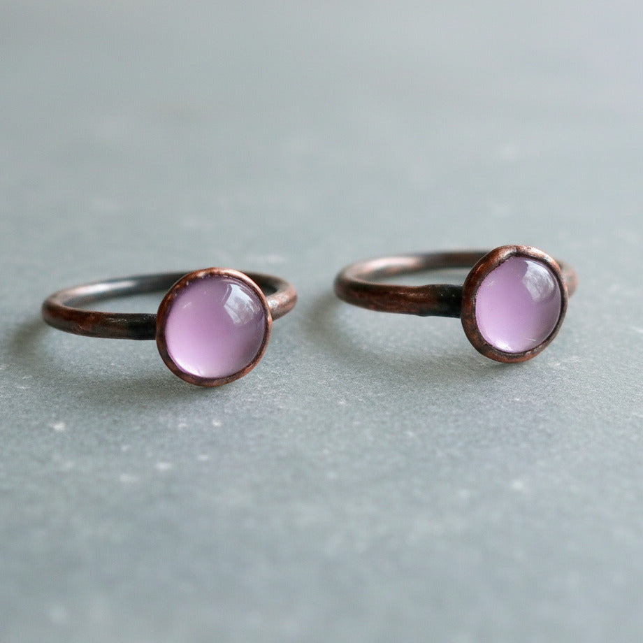 Lavender Amethyst Ring - Handcrafted Copper Talisman for Calm Daily Ritual