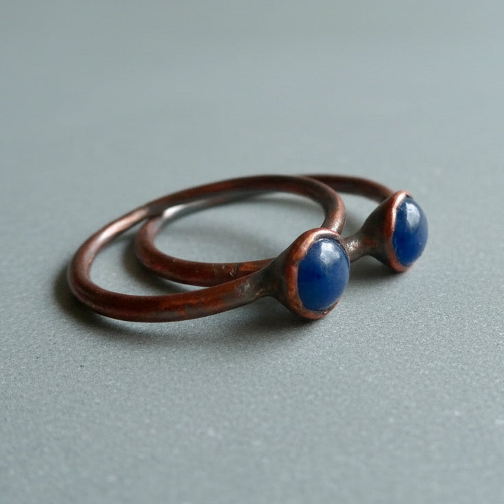 Blue Sapphire Ring — Handcrafted Copper Talisman for Calm and Clarity