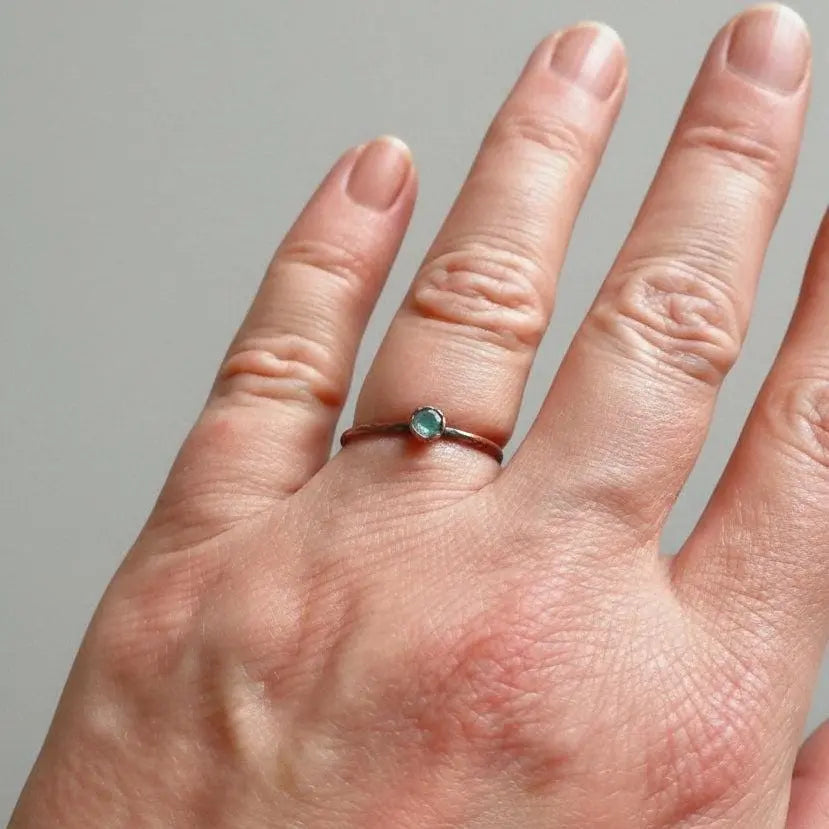 Swiss Blue Topaz Ring - Handcrafted Copper Crystal Jewelry