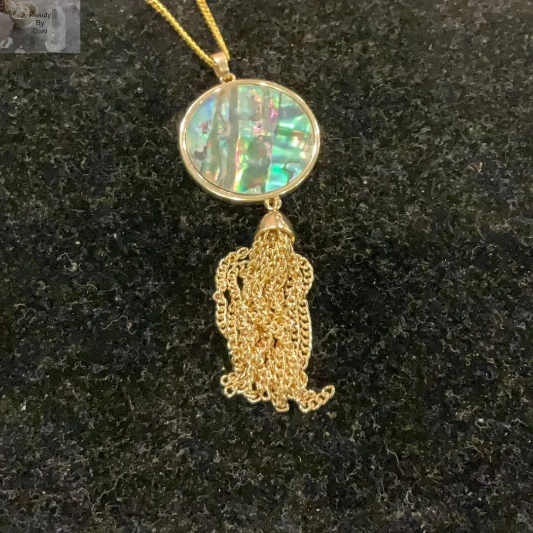 Abalone Tassel Circle Necklace