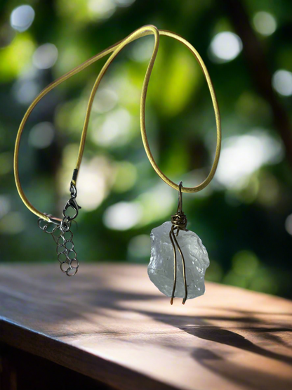 Gold Wrapped Clear Quartz Necklace