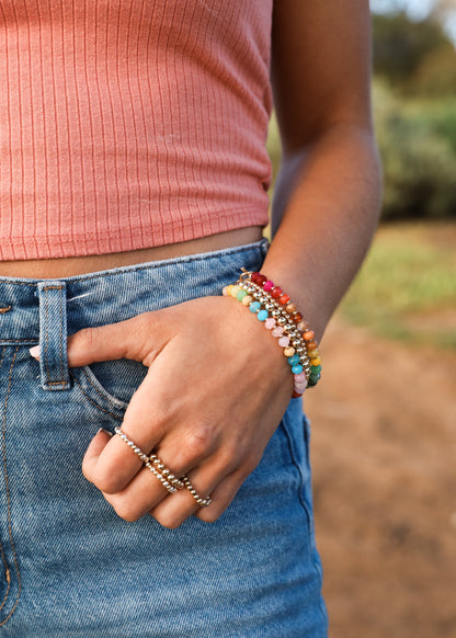 Natural Gemstone Bracelet + 14k Gold Filled Toggle : Key West