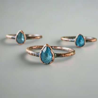 London Blue Topaz Ring - Handcrafted Copper Talisman For Calm Clarity