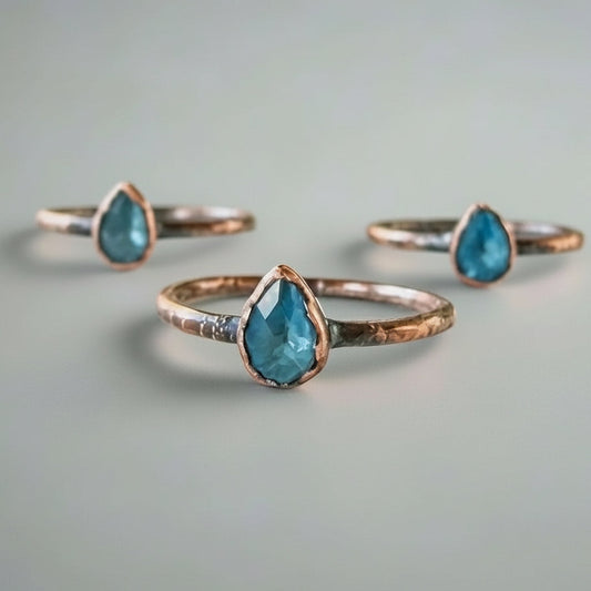 London Blue Topaz Ring - Handcrafted Copper Talisman For Calm Clarity