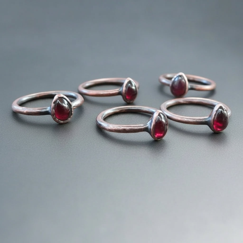 Garnet Ring — Handcrafted Copper Talisman For Grounded Energy