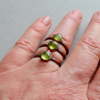 Peridot Ring Handcrafted Copper Talisman For Renewal In Everyday Ritual