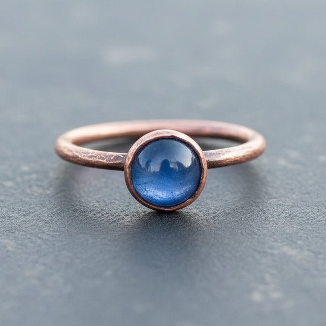 Kyanite Ring - Handcrafted Copper Jewelry Talisman for Inner Peace