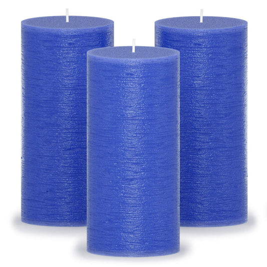 CANDWAX 3x3 Pillar Candle Set of 3 - Decorative Candles Unscented and No Drip Candles - Ideal as Wedding Candles or Large Candles for Home Interior - Light Blue Candles Pillar 3x3 Baby Blu