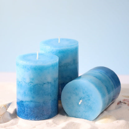 Strong Ocean Aromatherapy Pillar Candles (Set of 3)