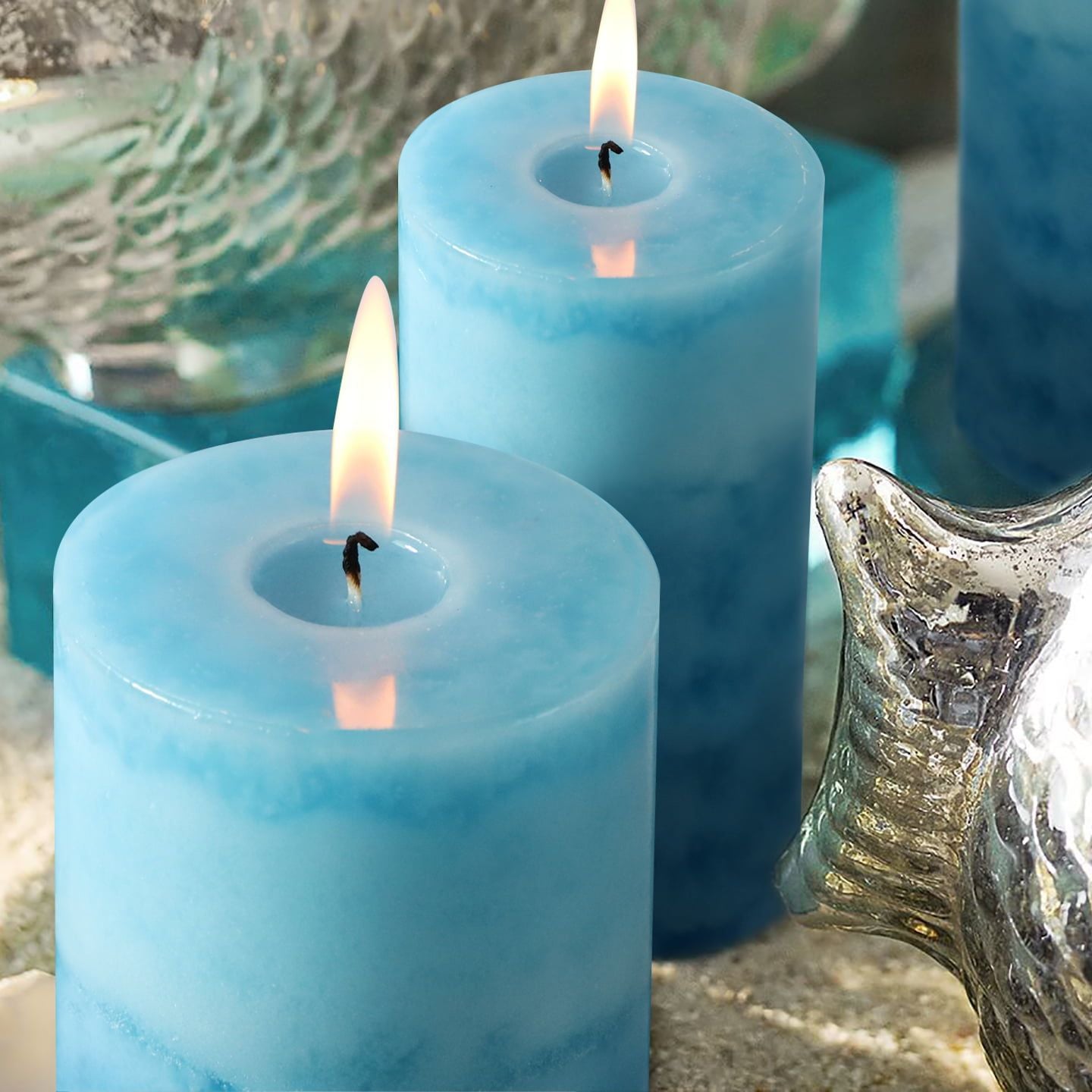 Strong Ocean Aromatherapy Pillar Candles (Set of 3)