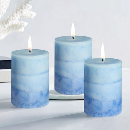 Strong Ocean Aromatherapy Pillar Candles (Set of 3)
