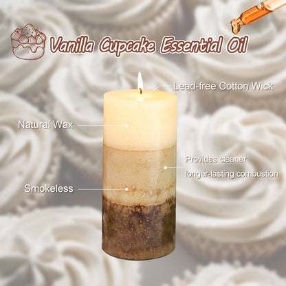 Vanilla Cupcake Aromatherapy Pillar Candles (Set of 3)