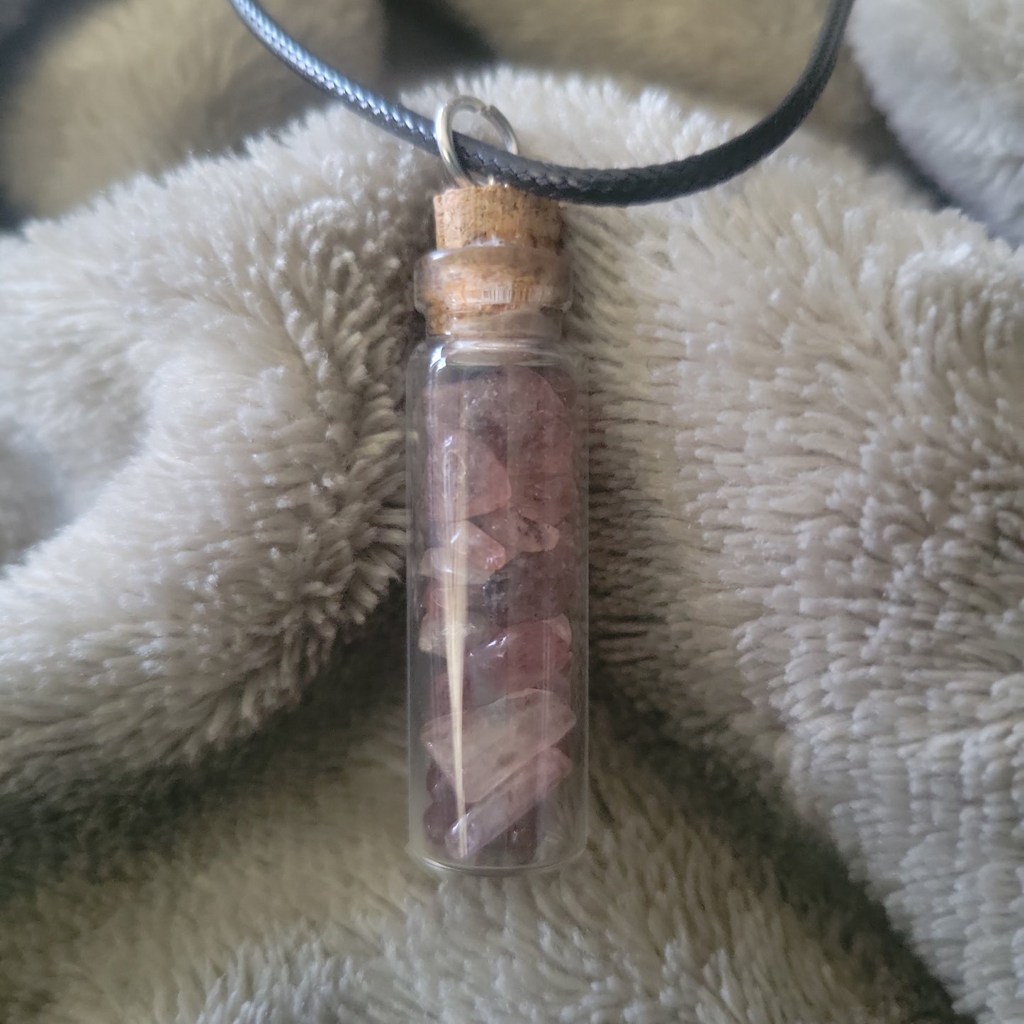 Strawberry Quartz Crystal Necklace