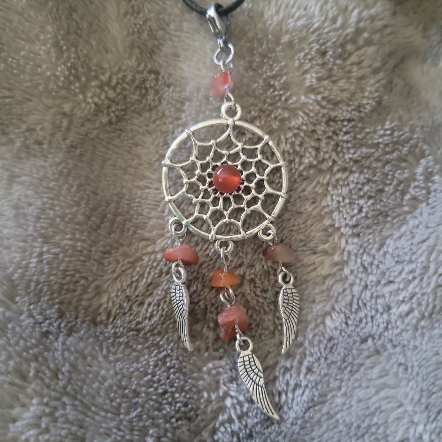 Strawberry Quartz Dreamcatcher Necklace
