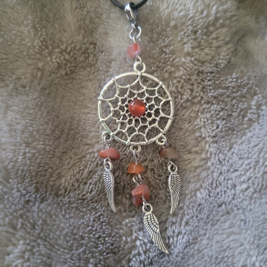 Strawberry Quartz Dreamcatcher Necklace