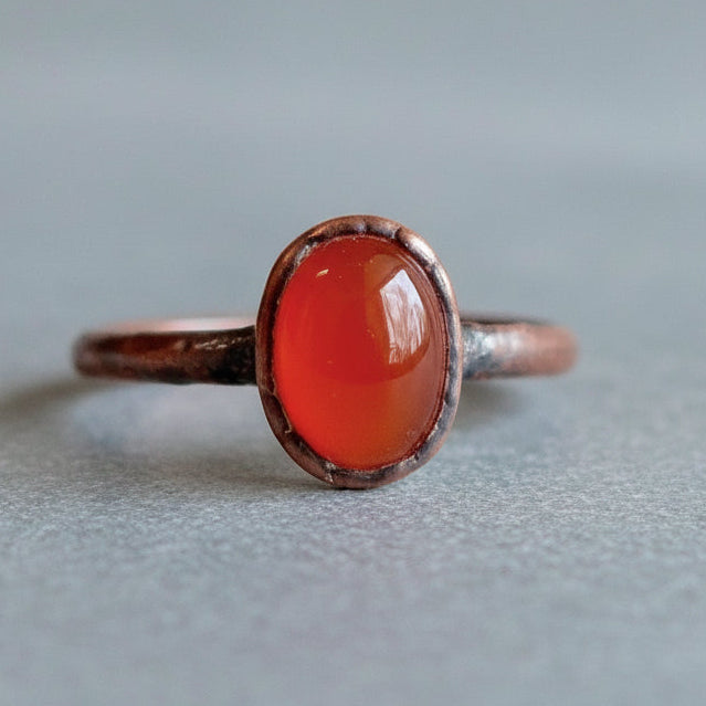 Carnelian Ring — Handcrafted Copper Talisman For Creative Courage