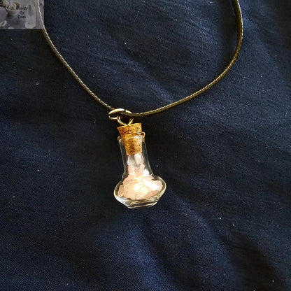 Rose Quartz in a bottle Healing Necklace