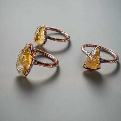 Handcrafted Copper Citrine Ring for Joyful Abundance For Daily Rituals