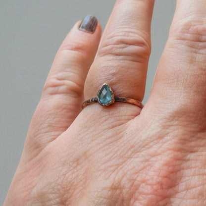 London Blue Topaz Ring - Handcrafted Copper Talisman For Calm Clarity