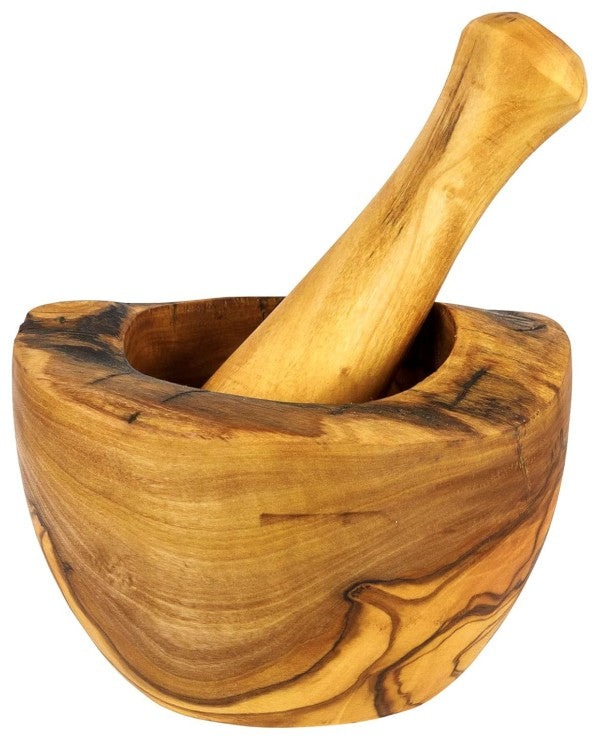 Olive Wood Mortar & Pestle. Medium 4.5in
