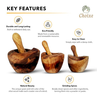 Olive Wood Mortar & Pestle. Medium 4.5in