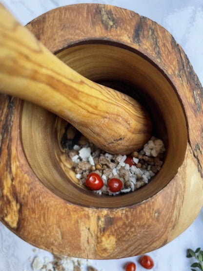 Olive Wood Mortar & Pestle. Medium 4.5in