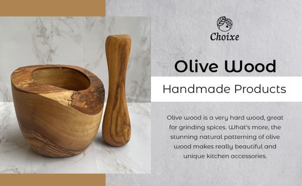 Olive Wood Mortar & Pestle. Medium 4.5in