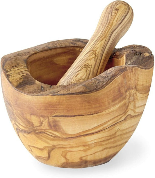 Olive Wood Mortar & Pestle. Large 6in.