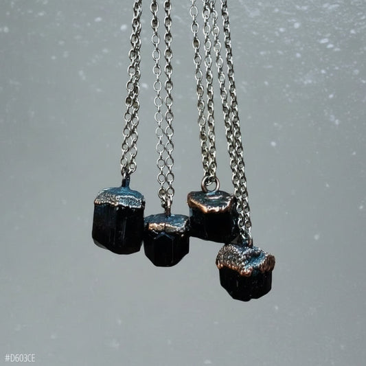 Raw Black Tourmaline Necklace — Handcrafted Copper Talisman for Grounding
