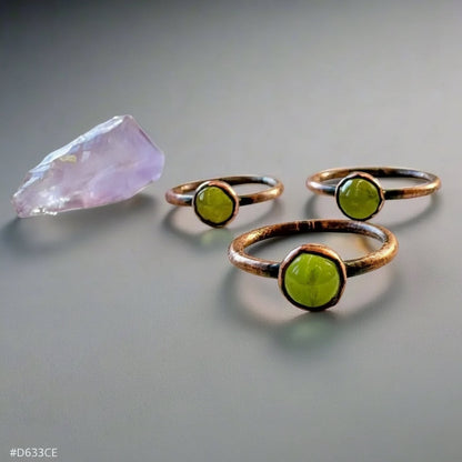 Peridot Copper Ring - Handcrafted Talisman for Renewal and Strength