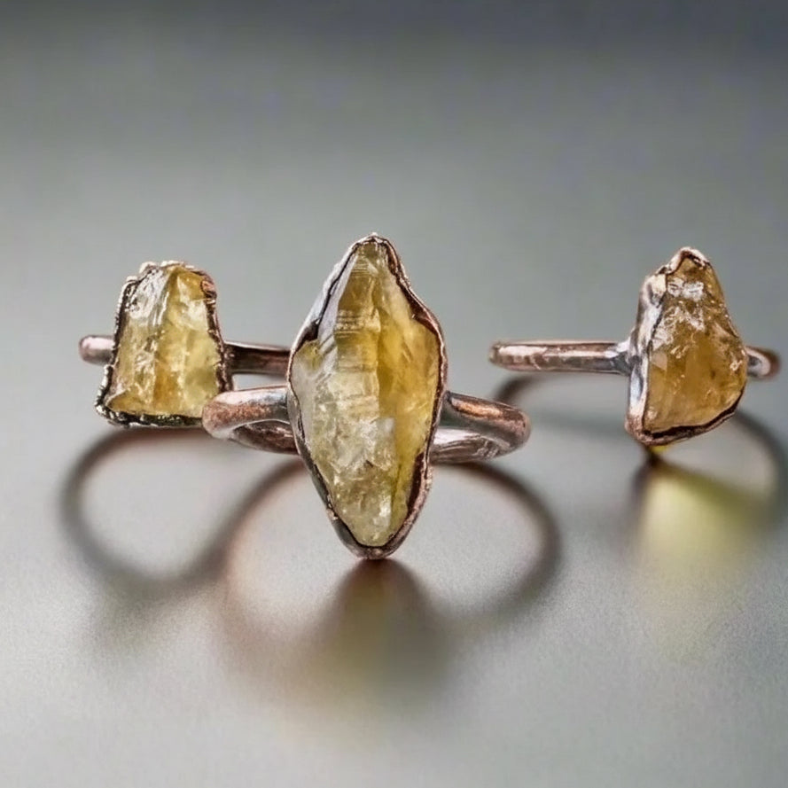 Handcrafted Copper Citrine Ring for Joyful Abundance For Daily Rituals