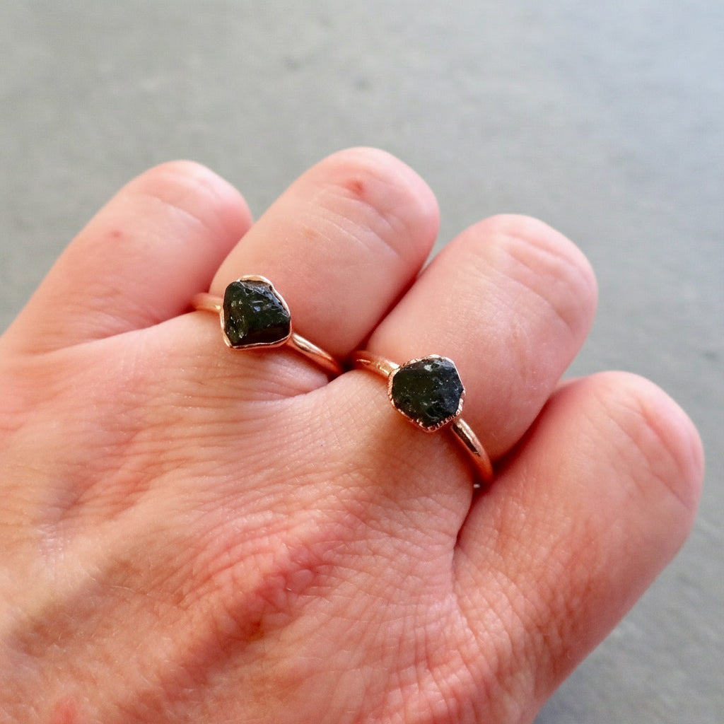 Raw Black Tourmaline Ring -Handcrafted Copper Talisman for Grounding
