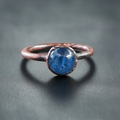 Kyanite Ring - Handcrafted Copper Jewelry Talisman for Inner Peace