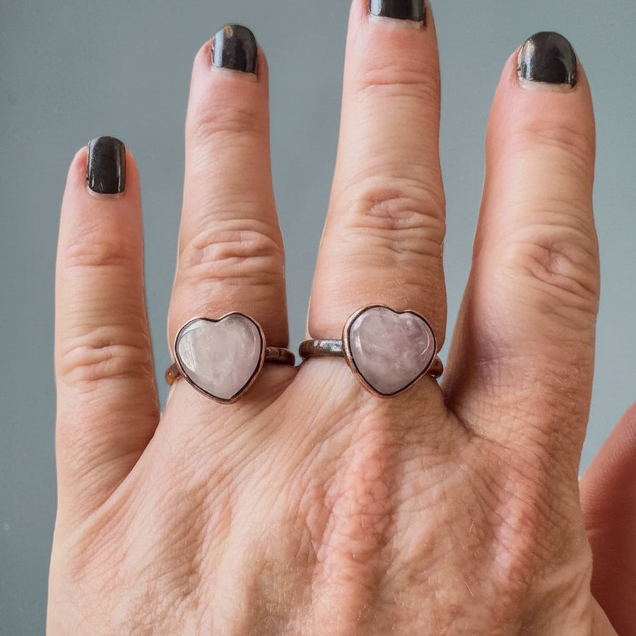 Kunzite Heart Copper Ring - Handcrafted Talisman For Healing for Everyday Wear