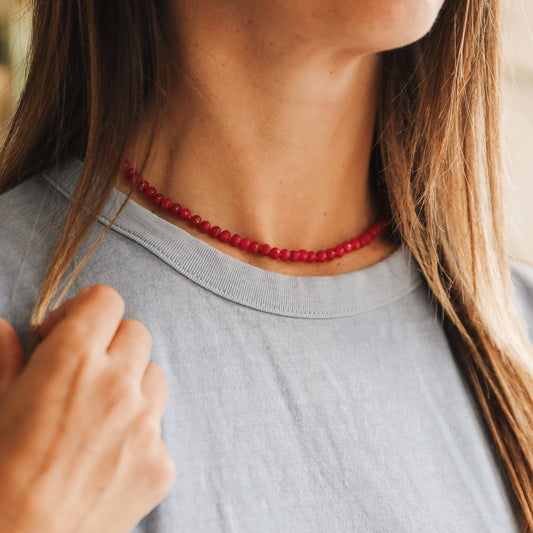 Pink Jade + 14k Gold Filled Toggle || Gemstone Necklace