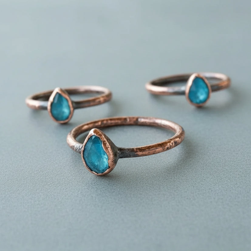 London Blue Topaz Ring - Handcrafted Copper Talisman For Calm Clarity