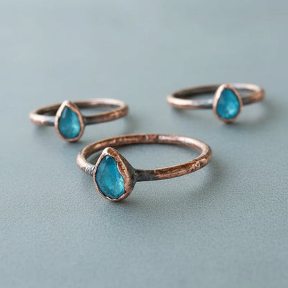 London Blue Topaz Ring - Handcrafted Copper Talisman For Calm Clarity