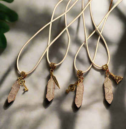 Goldtone Wire Wrap Quartz Necklace