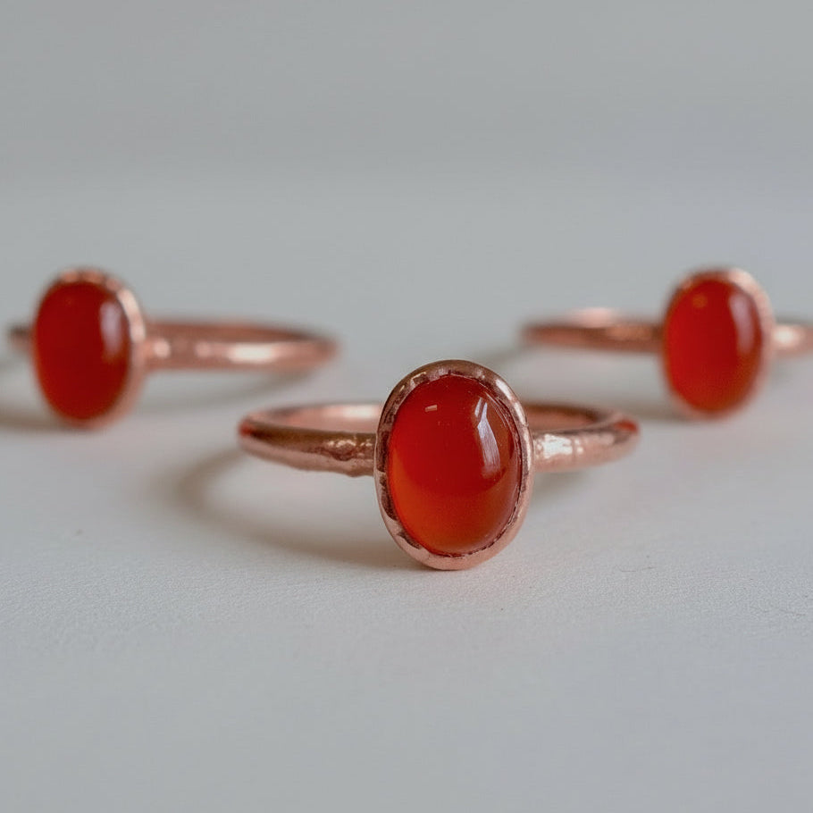 Carnelian Ring — Handcrafted Copper Talisman For Creative Courage