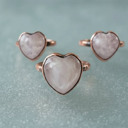 Kunzite Heart Copper Ring - Handcrafted Talisman For Healing for Everyday Wear